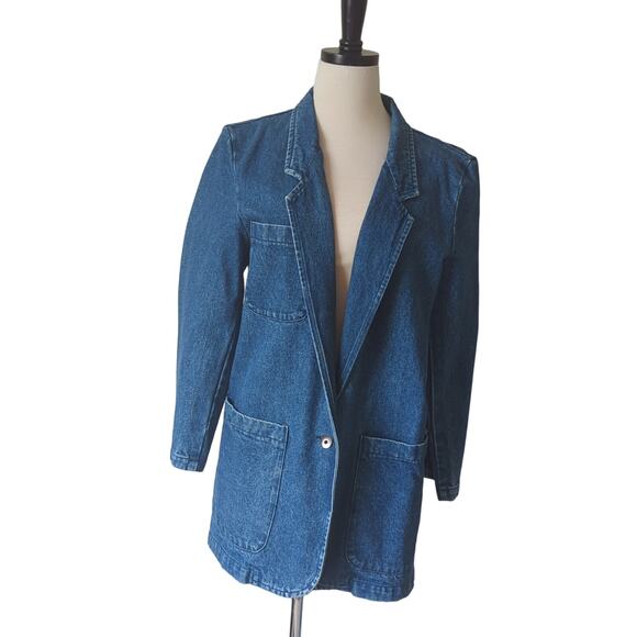Vintage Eddie Bauer Oversize Denim Barn Coat Womens Small Y2K Field Coat Ranch - Picture 4 of 5